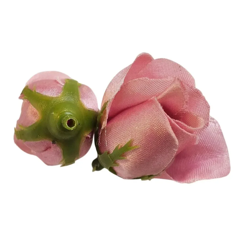 50 Pink Satin Rose Buds Stemless Wedding Floral Craft DIY 2 inch Flowers